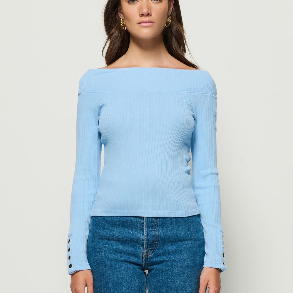 Nation LTD Baby Blue Off-Shoulder Top